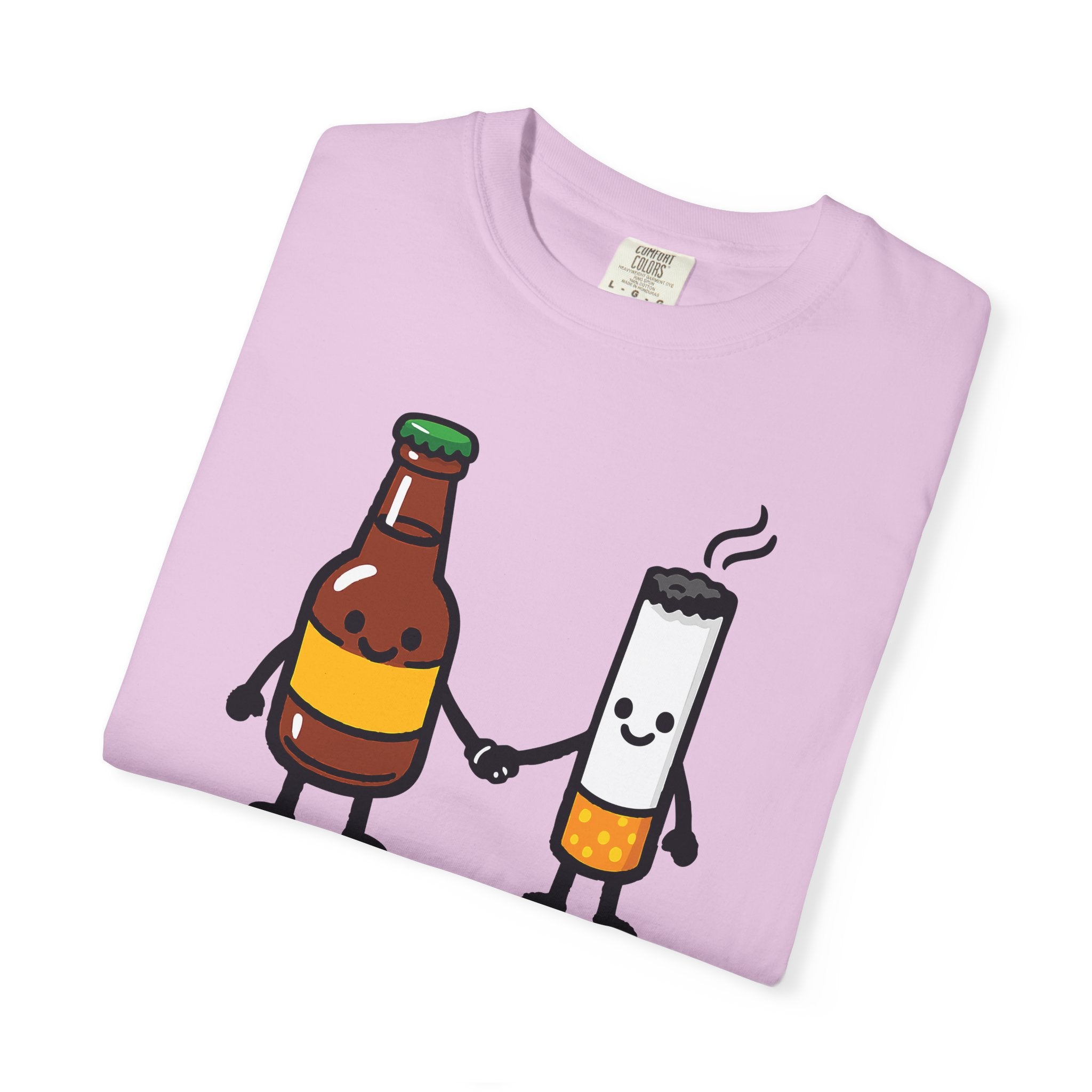 Beer & Cigarette Holding Hands - Graphic Tee