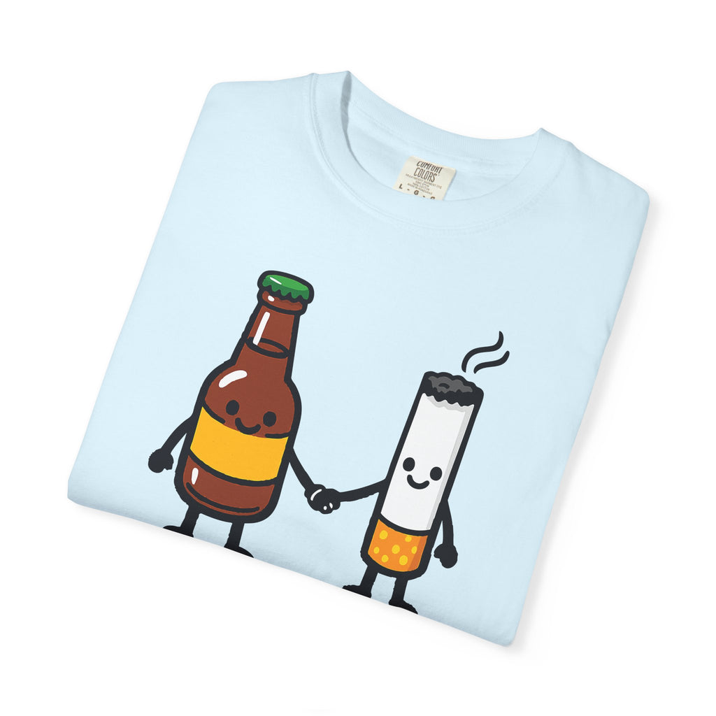Beer & Cigarette Holding Hands - Graphic Tee
