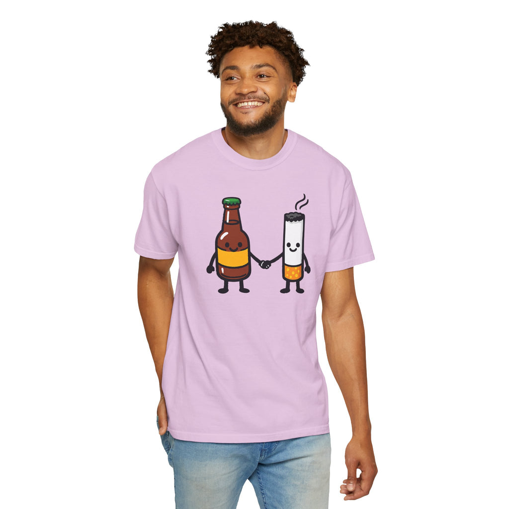 Beer & Cigarette Holding Hands - Graphic Tee