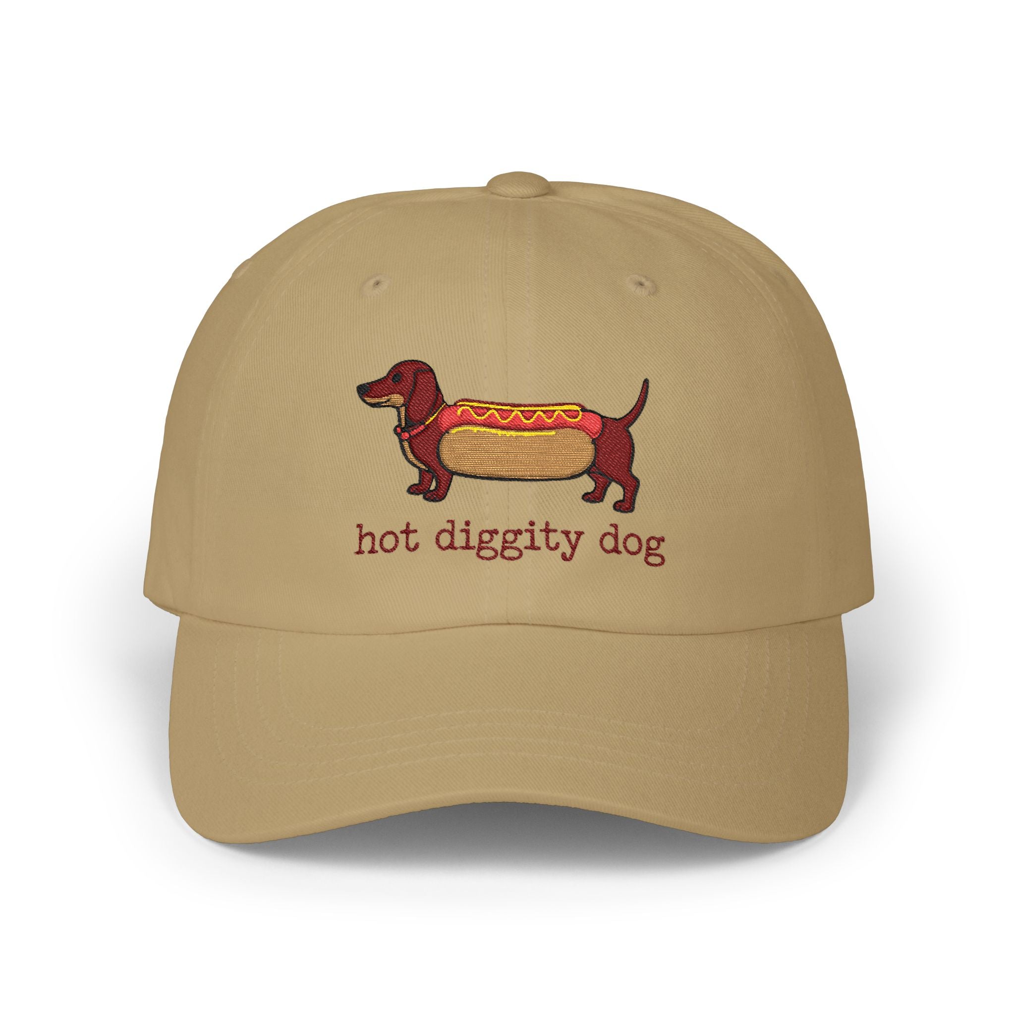 Hot Diggity Dog Dad Cap — Embroidered Dachshund Hot Dog Hat