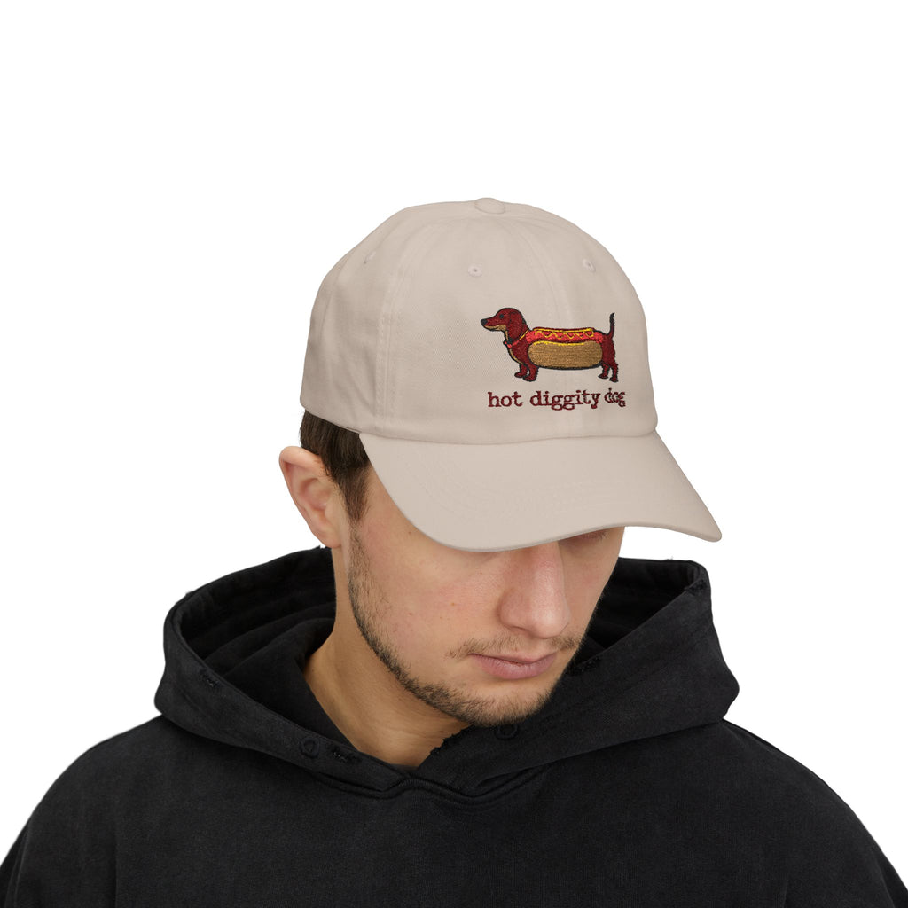 Hot Diggity Dog Dad Cap — Embroidered Dachshund Hot Dog Hat