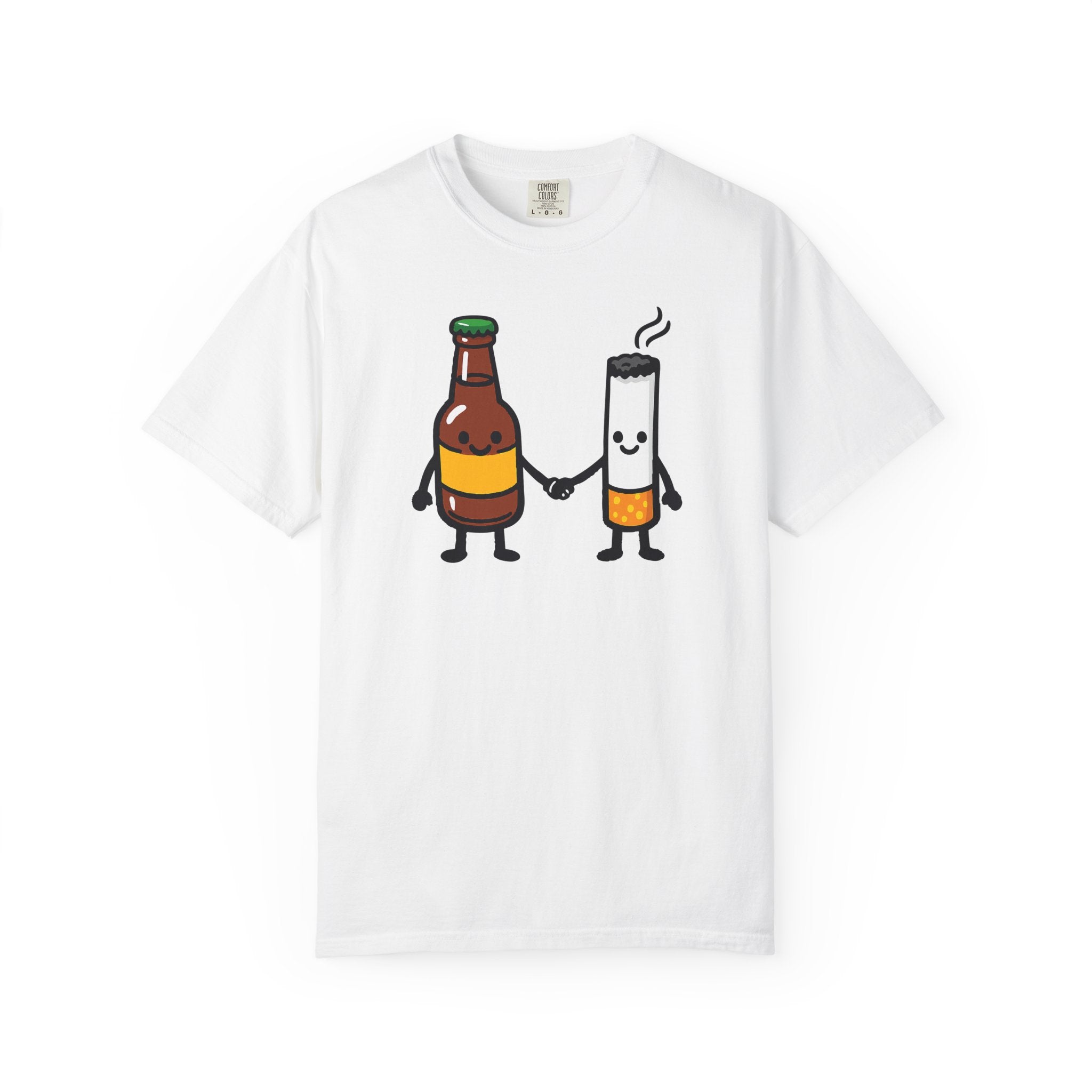 Beer & Cigarette Holding Hands - Graphic Tee