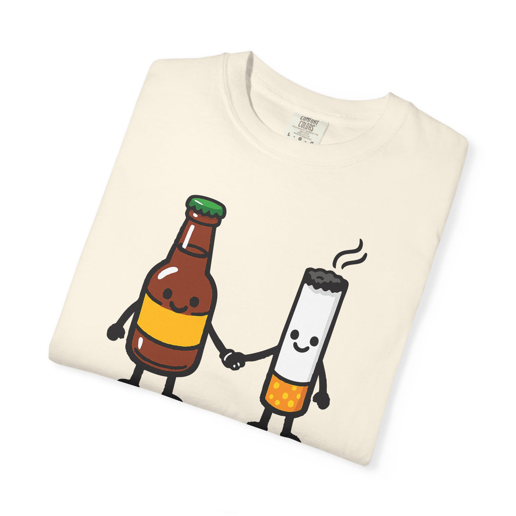Beer & Cigarette Holding Hands - Graphic Tee