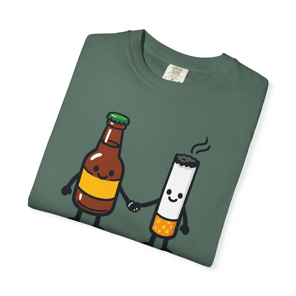 Beer & Cigarette Holding Hands - Graphic Tee