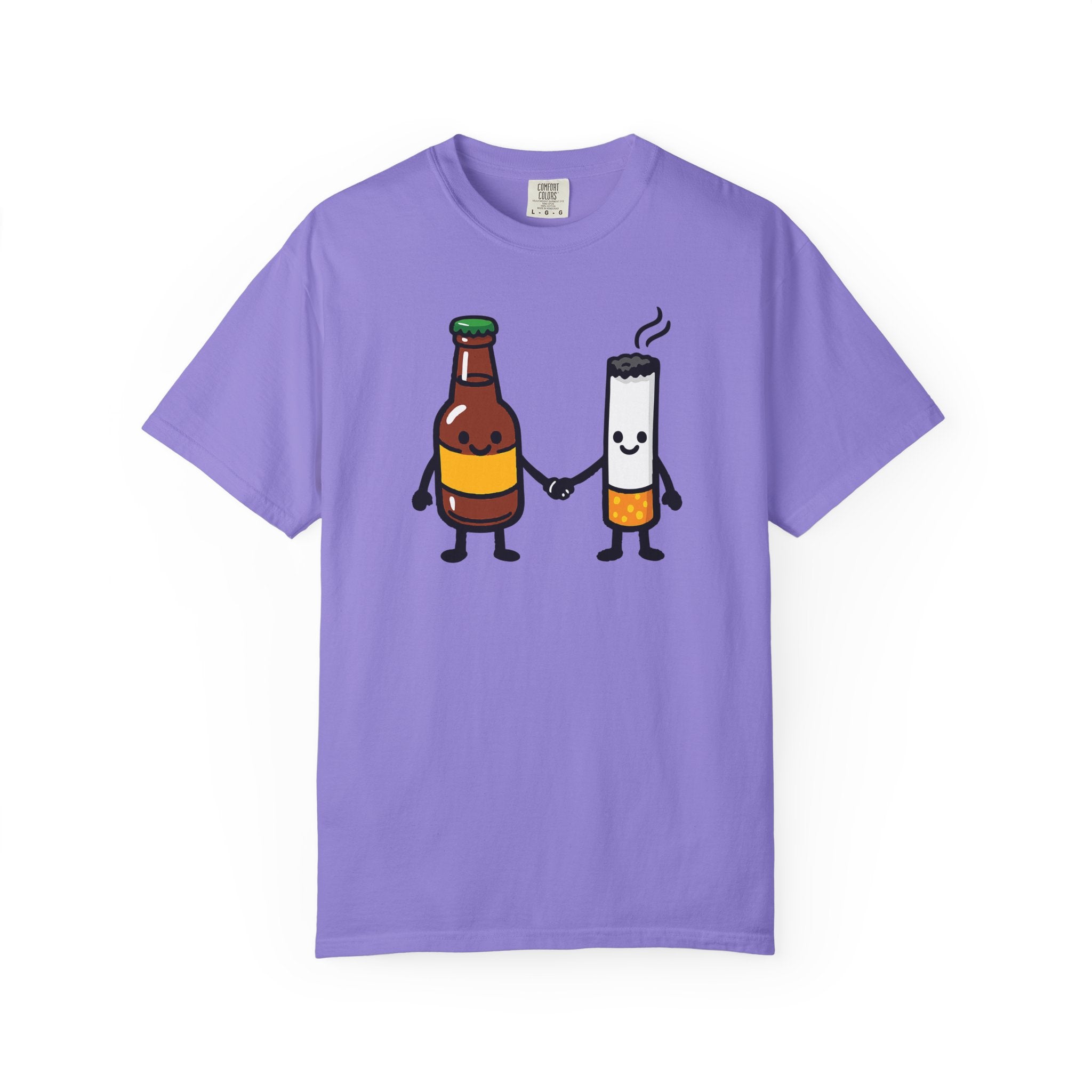 Beer & Cigarette Holding Hands - Graphic Tee
