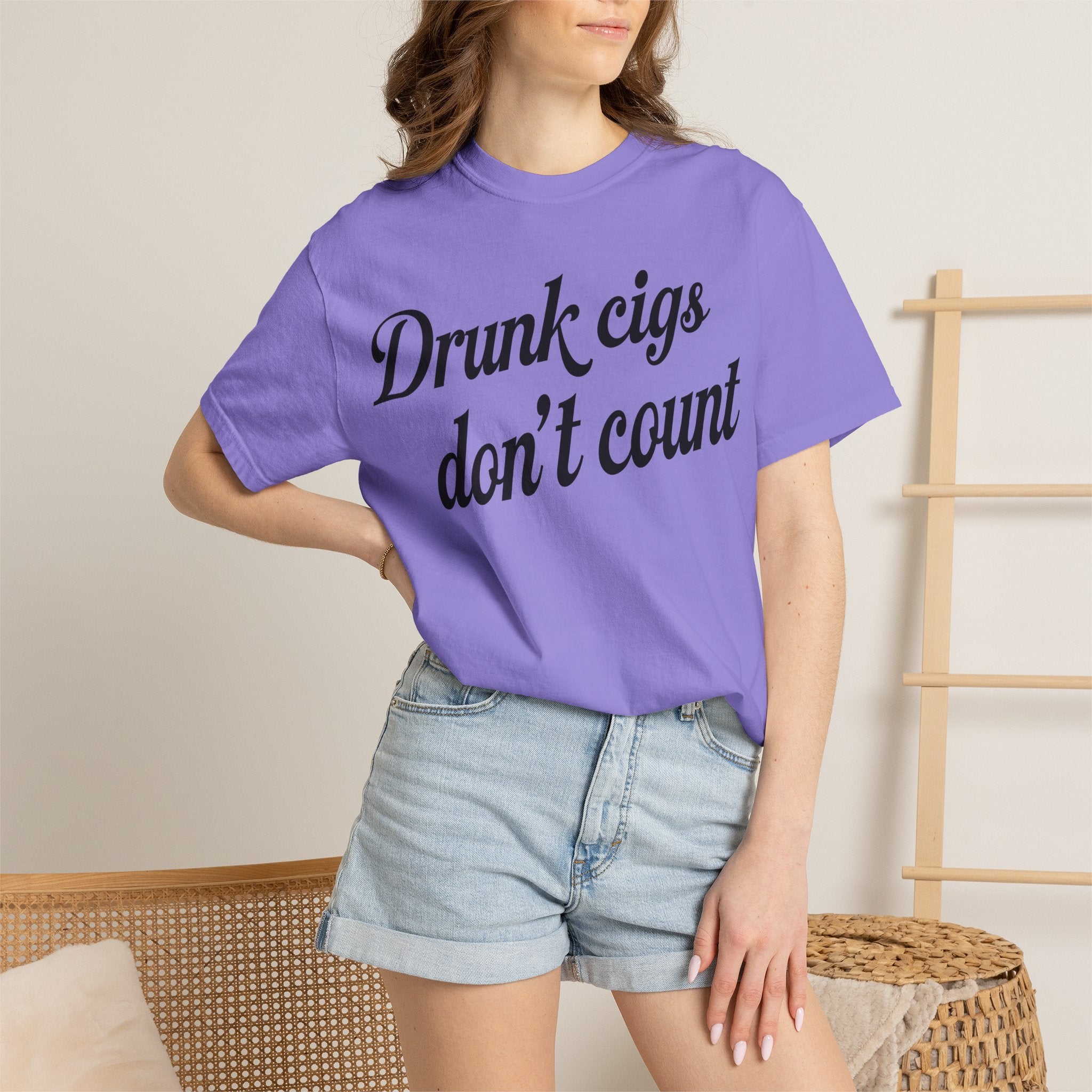 T-Shirt — "Drunk Cigs Don't Count" Graphic Tee
