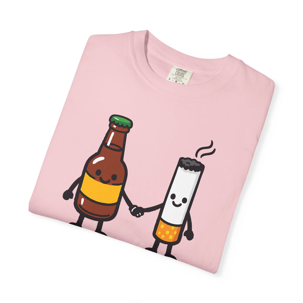 Beer & Cigarette Holding Hands - Graphic Tee