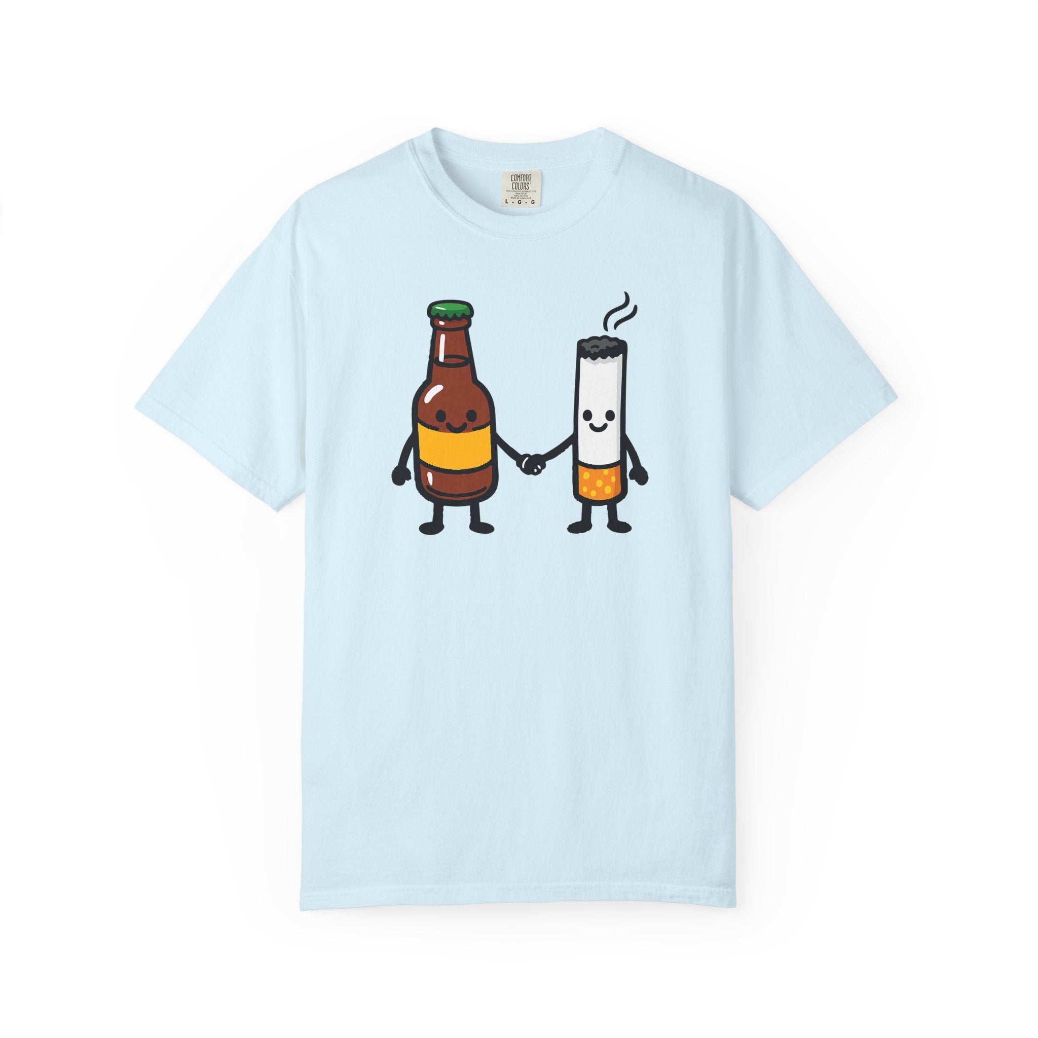 Beer & Cigarette Holding Hands - Graphic Tee