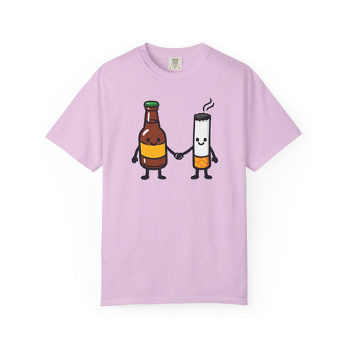 Beer & Cigarette Holding Hands - Graphic Tee