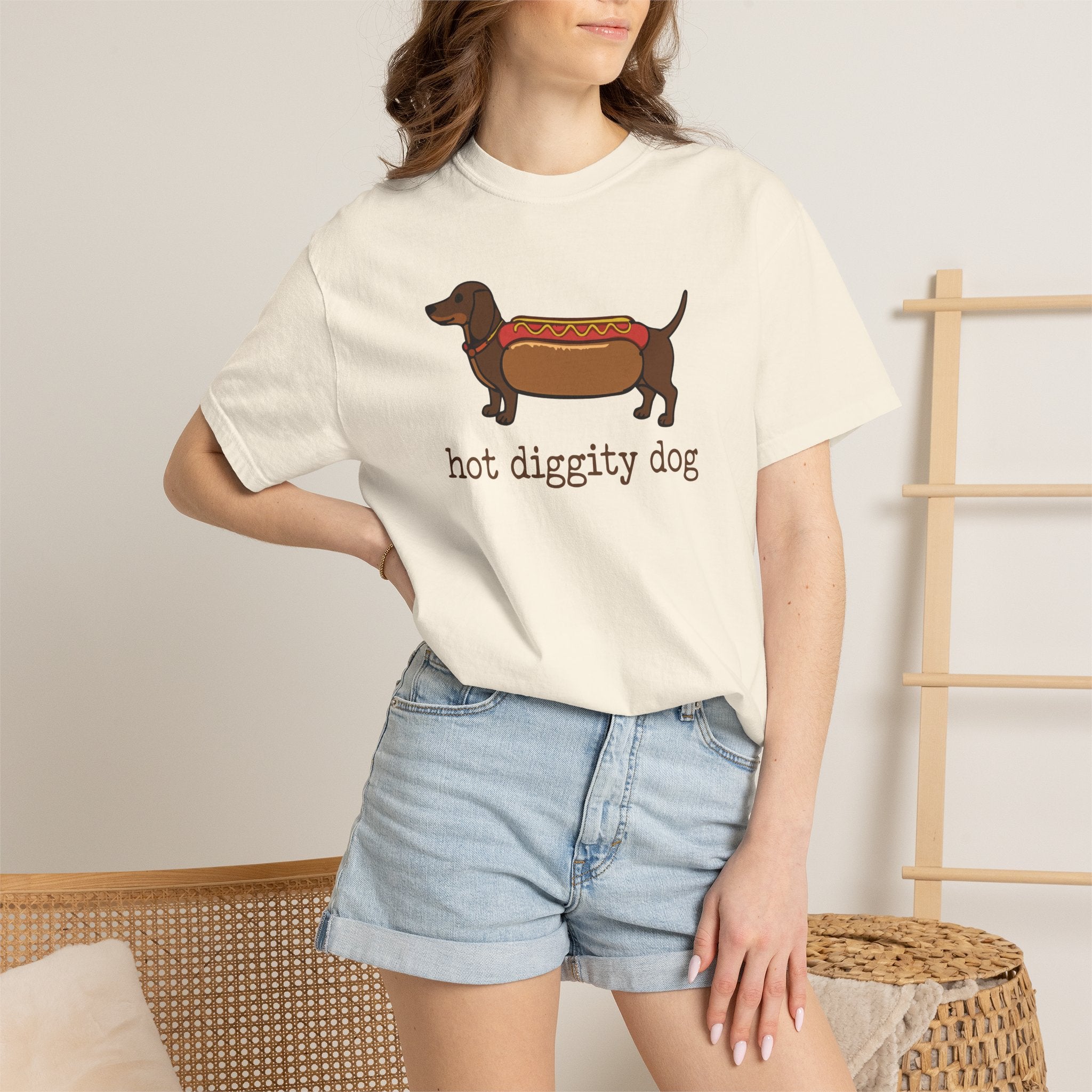 Hot Dog - Hot Diggity Dog Dachshund T-Shirt — Hot Dog Wiener Dog Graphic Tee