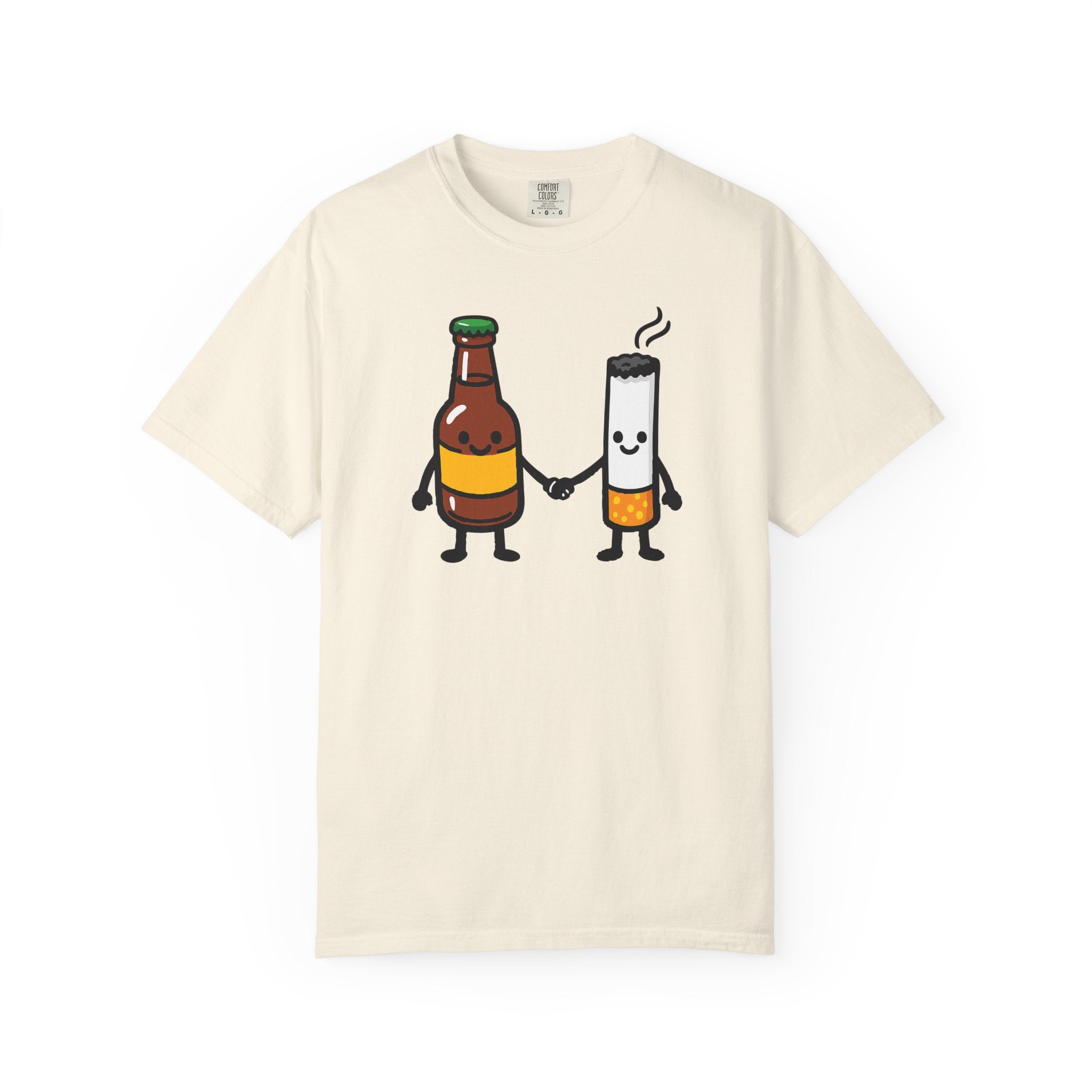 Beer & Cigarette Holding Hands - Graphic Tee
