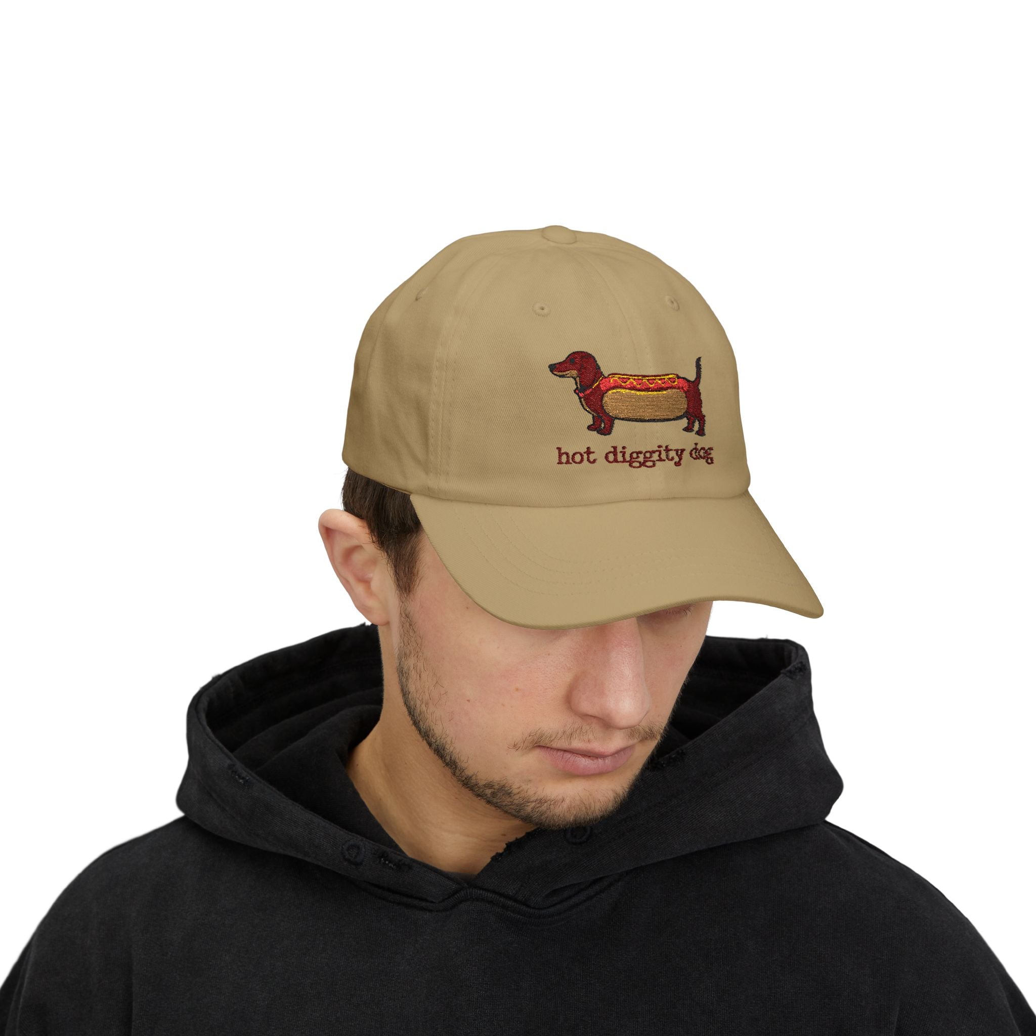 Hot Diggity Dog Dad Cap — Embroidered Dachshund Hot Dog Hat
