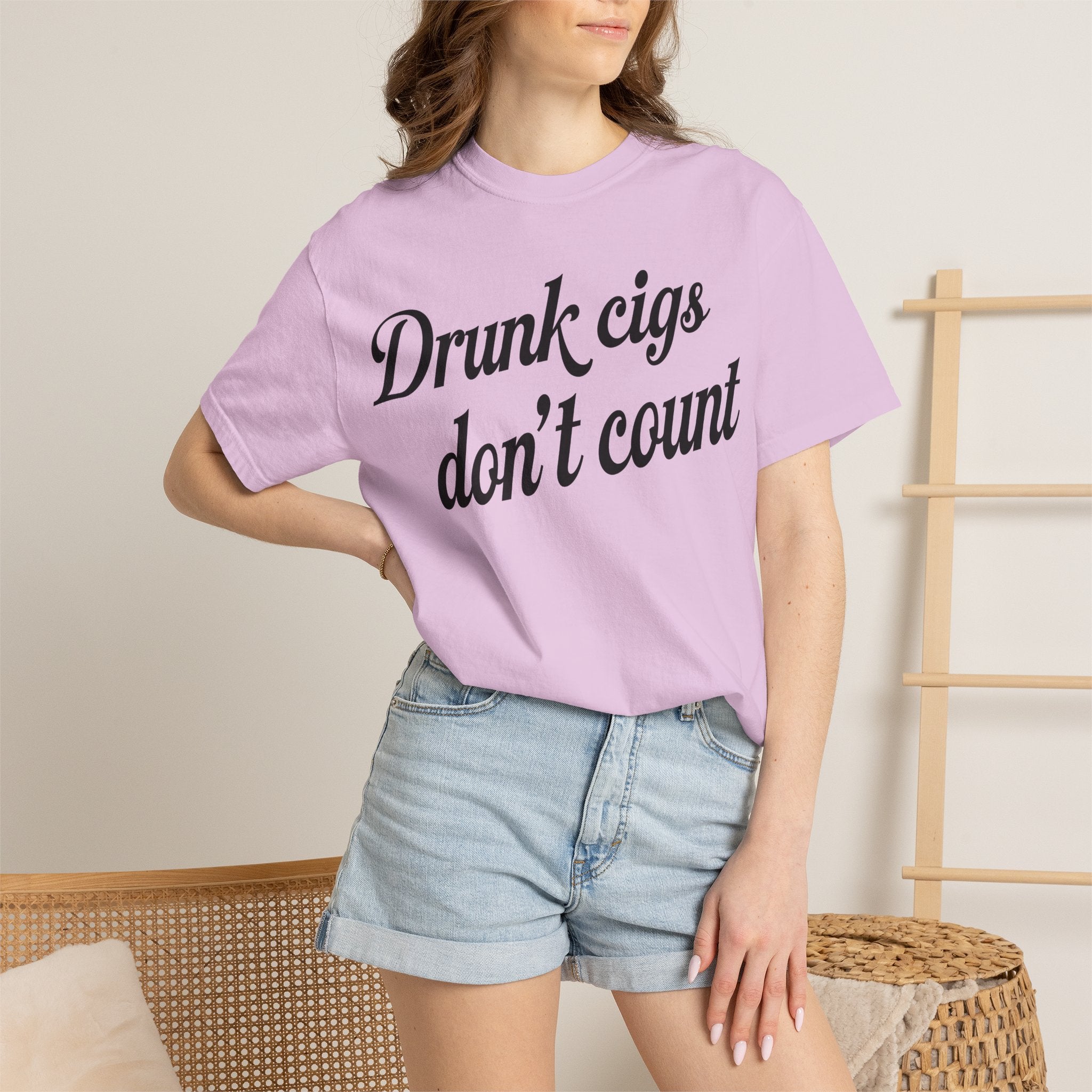 T-Shirt — "Drunk Cigs Don't Count" Graphic Tee