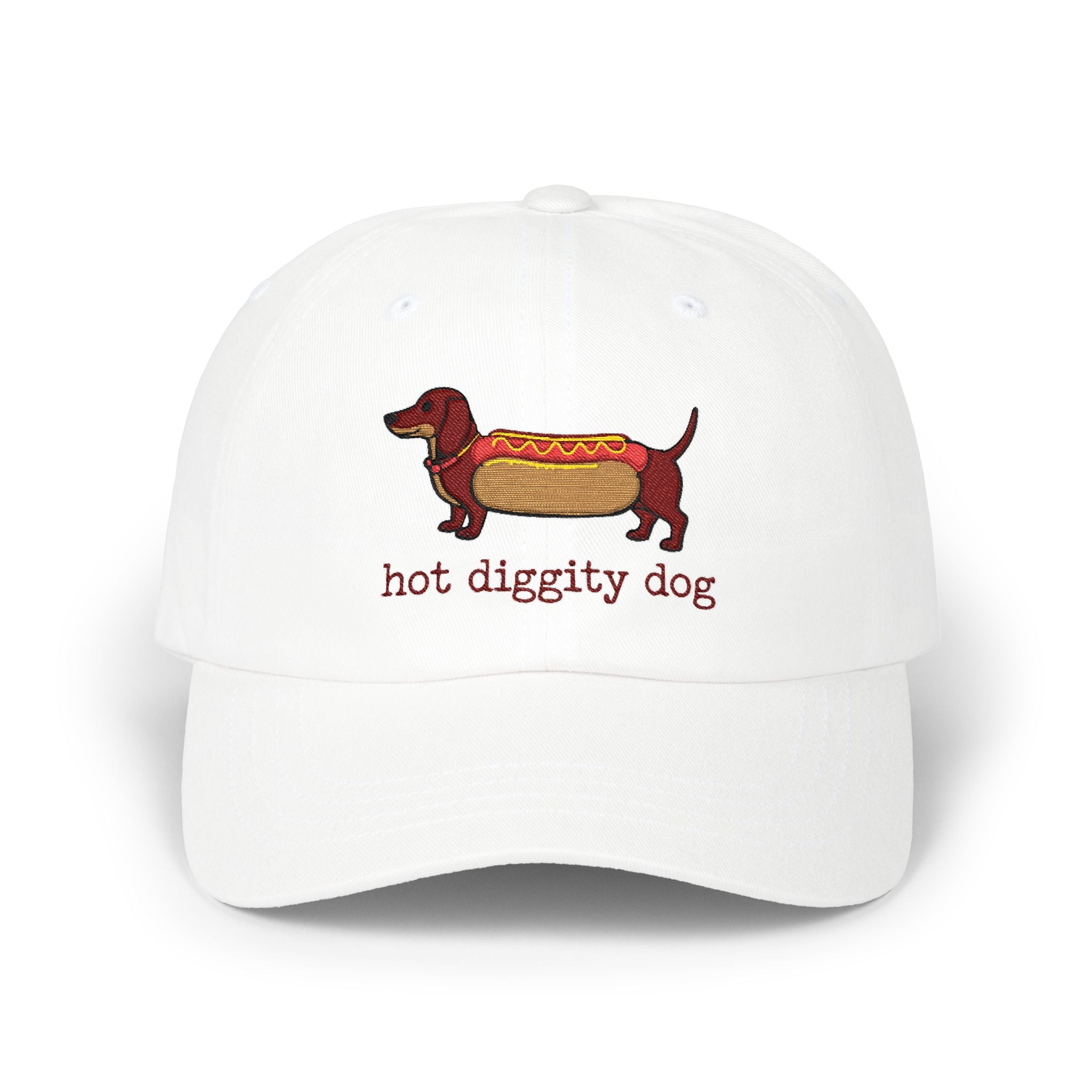 Hot Diggity Dog Dad Cap — Embroidered Dachshund Hot Dog Hat