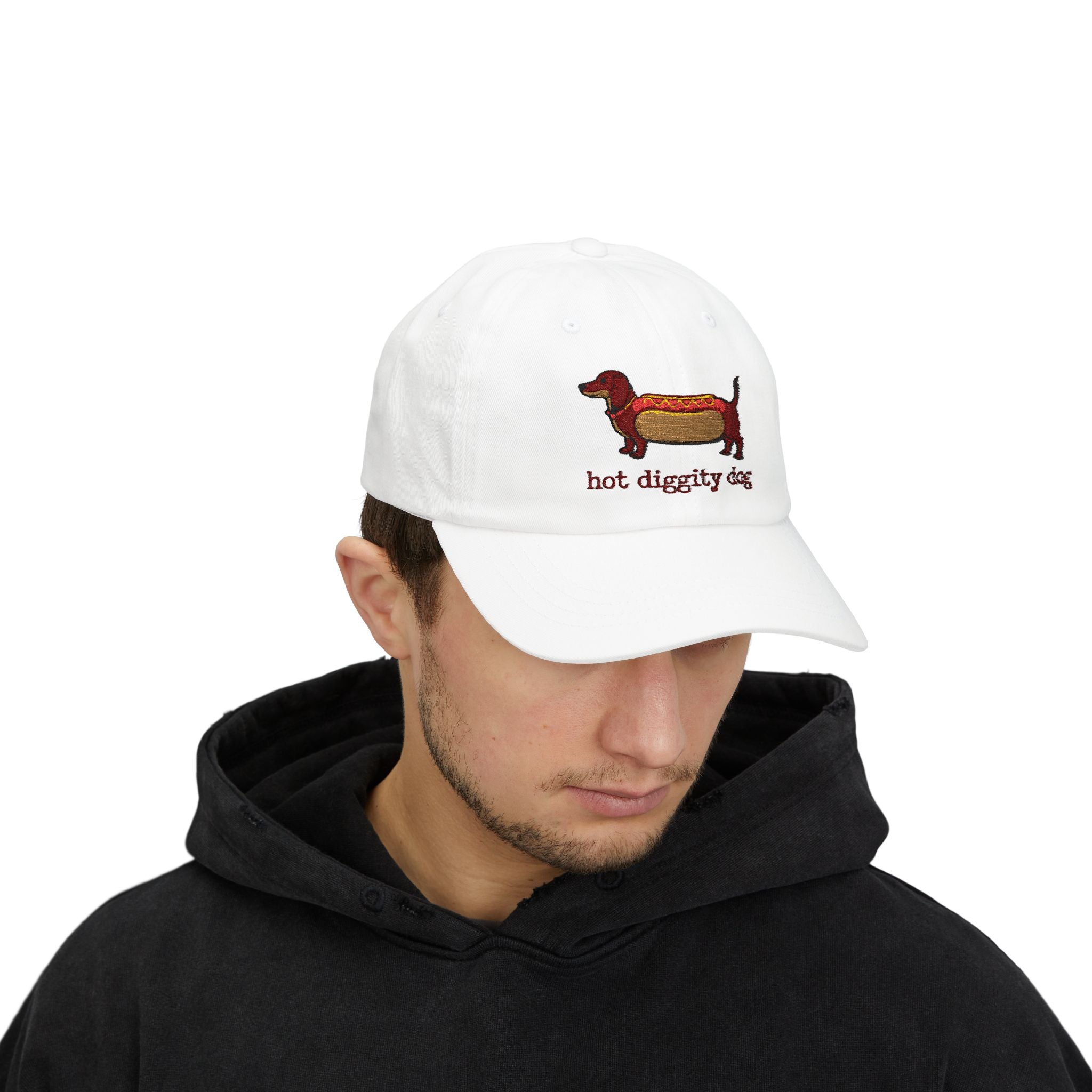 Hot Diggity Dog Dad Cap — Embroidered Dachshund Hot Dog Hat