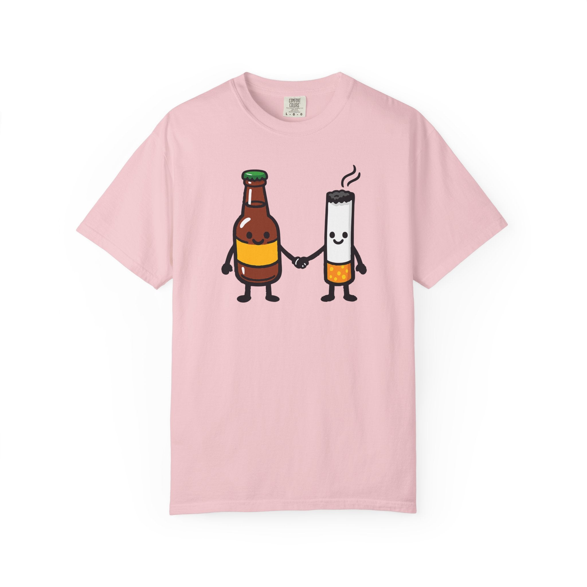 Beer & Cigarette Holding Hands - Graphic Tee