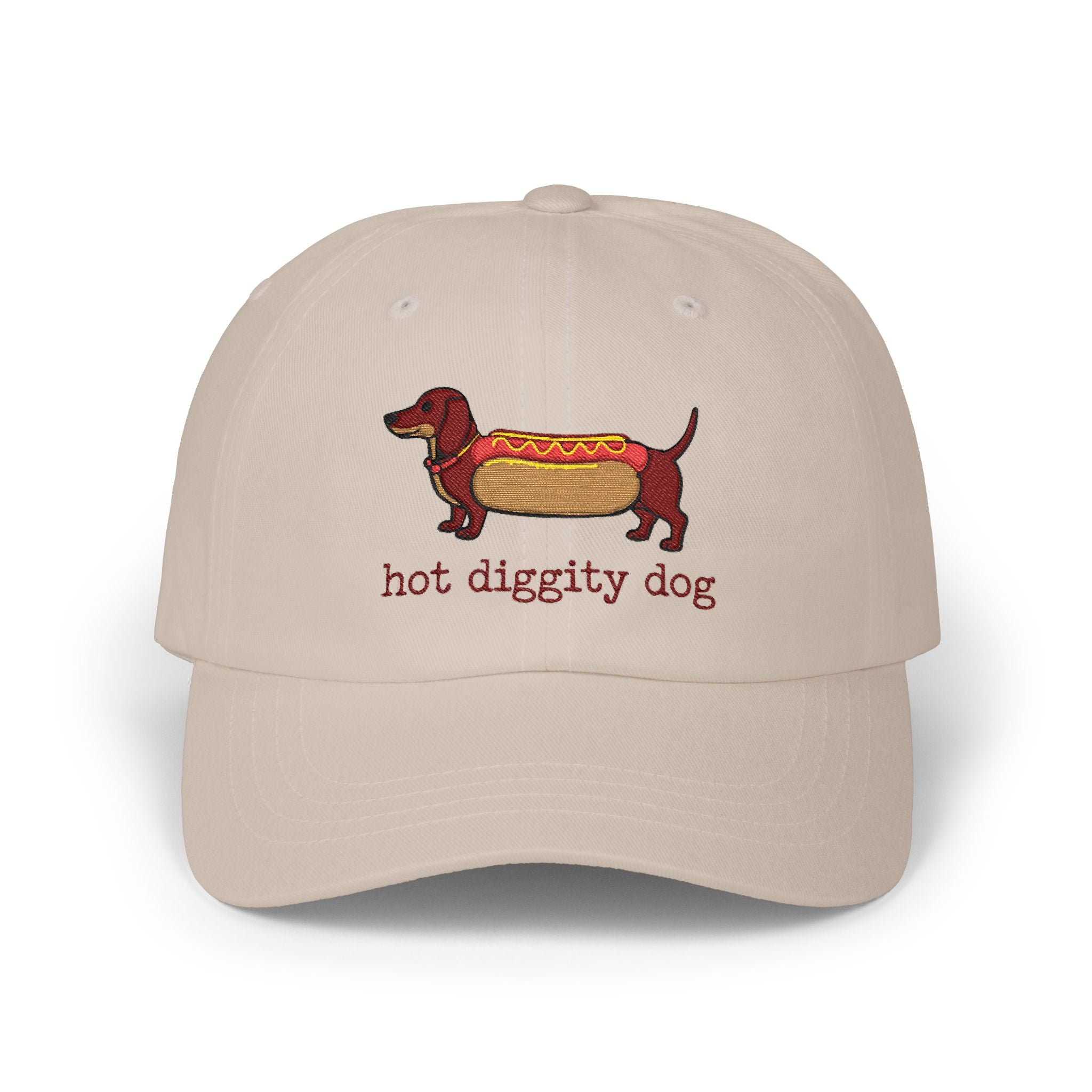 Hot Diggity Dog Dad Cap — Embroidered Dachshund Hot Dog Hat