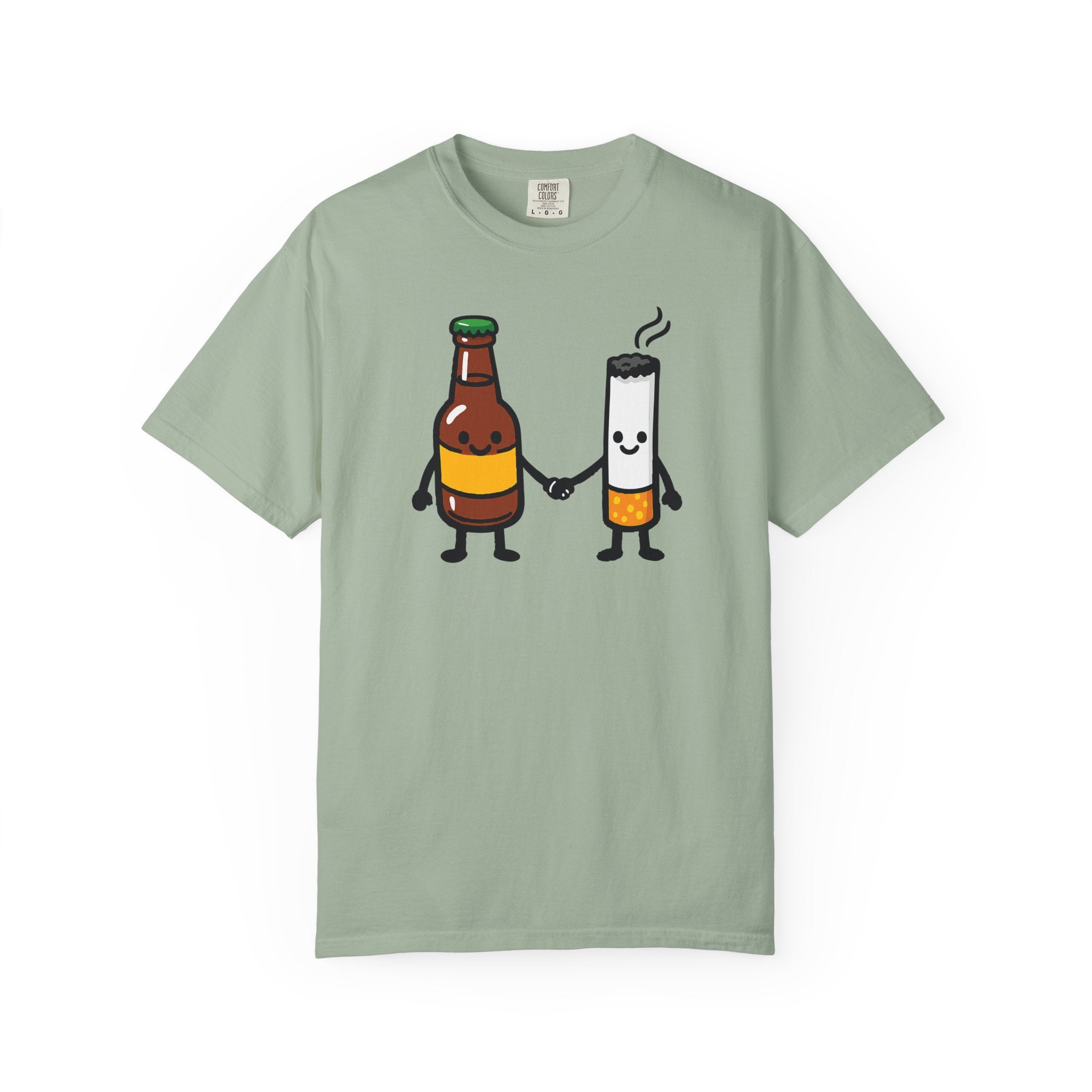 Beer & Cigarette Holding Hands - Graphic Tee