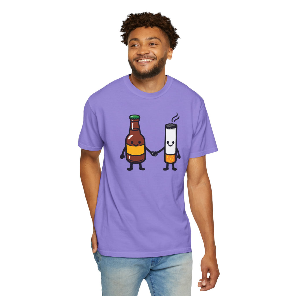 Beer & Cigarette Holding Hands - Graphic Tee
