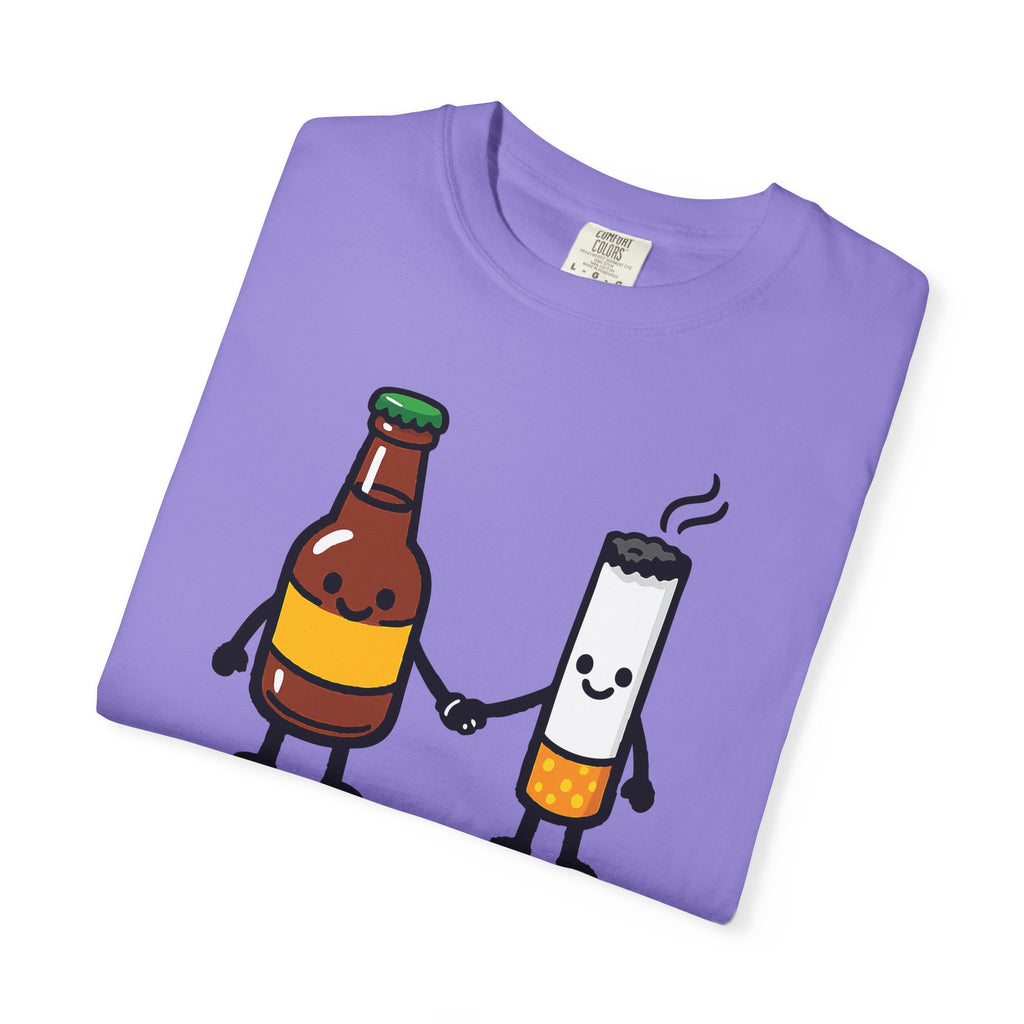 Beer & Cigarette Holding Hands - Graphic Tee